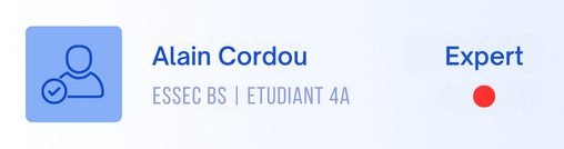 Aperçu du profil candidat dans l'application de recrutement, illustrant le fonctionnement de l'algorithme intelligent de mise en relation basé sur les compétences et l’expérience