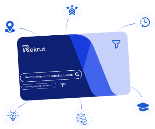 Interface de l'application de recrutement affichant des filtres avancés et une barre de recherche intuitive pour trouver le candidat idéal rapidement